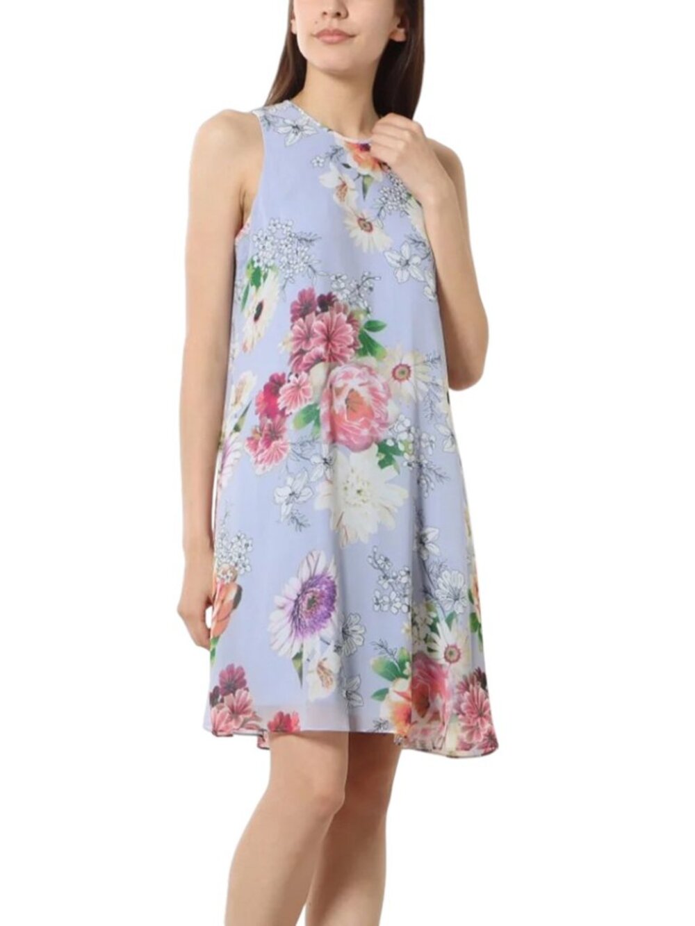Calvin Klein Dress Womens 4 Purple Floral A-Line Sleeveless Mini Dress NWT